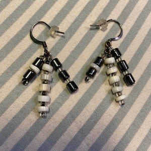 Hematite and shell beaded earrings